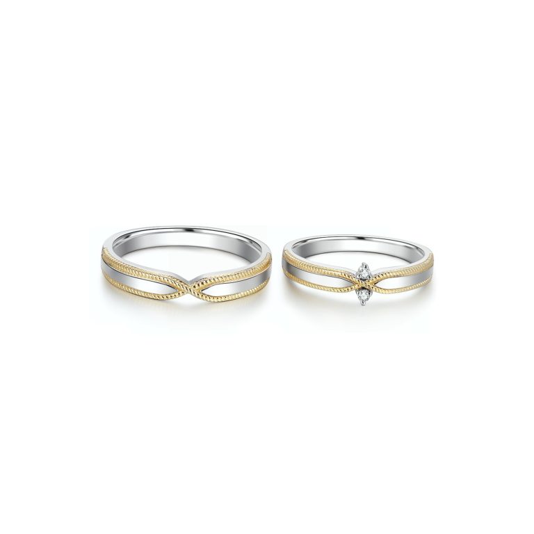 18k Gold and 18k White Gold Elegant Couple Rings (JR2041)