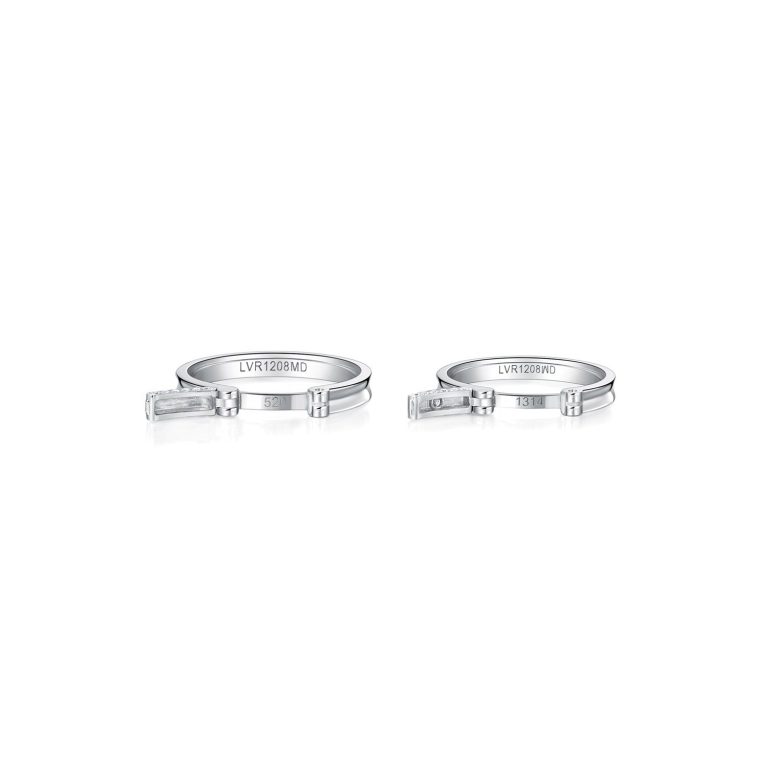 18K White Gold Modern Simplicity Wedding Bands (LVR1208WD)